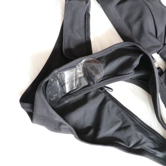 NEW Black Cutout Solid Bikini Bathing Suit Swim Set Size Large Beach Summer Pool - Picture 4 of 8